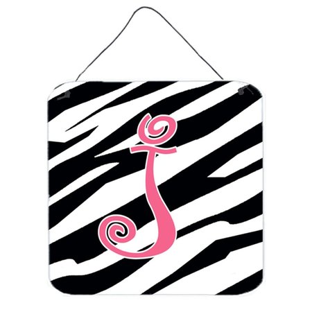 MICASA Letter J Initial Zebra Stripe And Pink Aluminium Metal Wall Or Door Hanging Prints MI894975